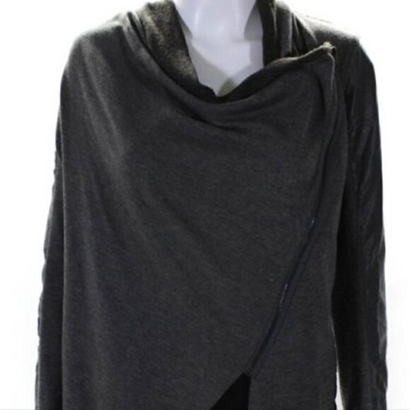 Blank NYC  Womens Faux Leather Cowl Neck Asymmetrical Zip lightweight jacket - Picture 1 of 12